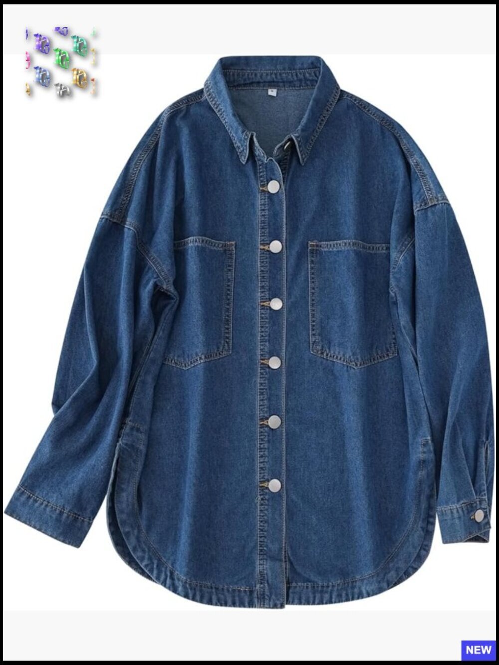 Oversized Denim Shacket Button Down Long Sleeve Casual Boyfriend Jacket